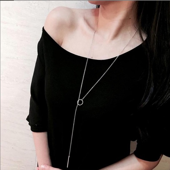 NEW 925 Sterling Silver Bar Circle Necklace - Picture 5 of 8